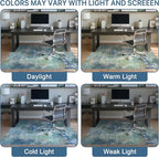 Office Chair Mat for Hardwood Tile Floor, Abstract 48"X 60" Desk Mats for Office Chair on Rolling Chairs Carpet, Desk Anti-Slip 1/5" Thick Rug for Computer Chair, Thin Low-Pile Floor Mat, Blue Green