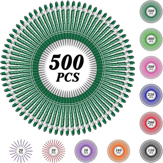Max 500 Pcs Personalized Pens Bulk, Custom Pens with Free Engraving, Customized Stylus Tip Ballpoint Pen with Your Name Massage Text for School Office Business Graduation Anniversaries-500 Packs