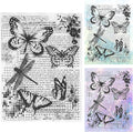 UCEC Retro Butterfly Vintage Stamps for Crafting, Clear Stamps for Card Making, Silicone Clear Travel Stamp for Journals DIY Scrapbooking Journal Home Decoration, 7.87x5.91inch, 1 Sheet