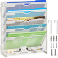 Lavatino 6-Tier Hanging File Organizer, Wall Mount File Holder for Mails Folders Papers Magazine Organization, Vertical Document Organizer for Office Home - (White)