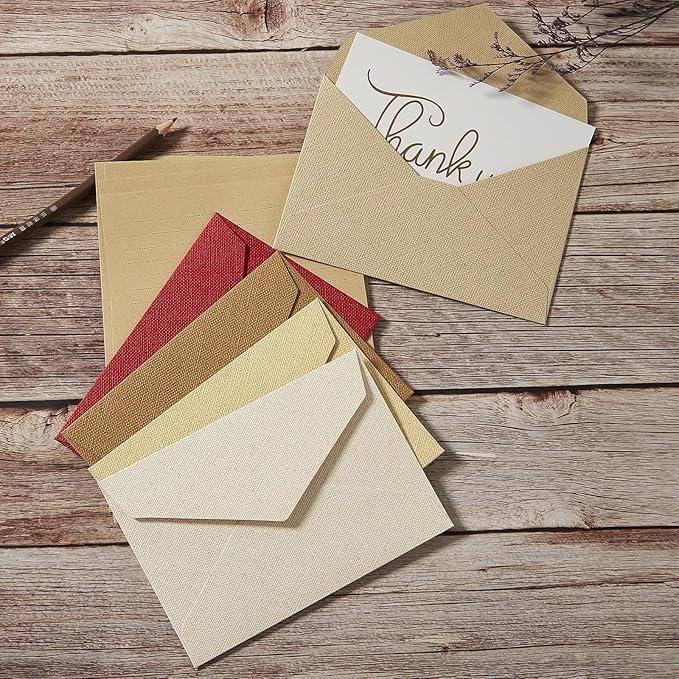 Tuhangcc Stationery Writing Paper and Envelopes Set with Jute Rope 4 X 6 for Writing Letter, (20 Best Paper with 10 Heavyweight envelopes),by Better Gift Office Products (Ivory White)