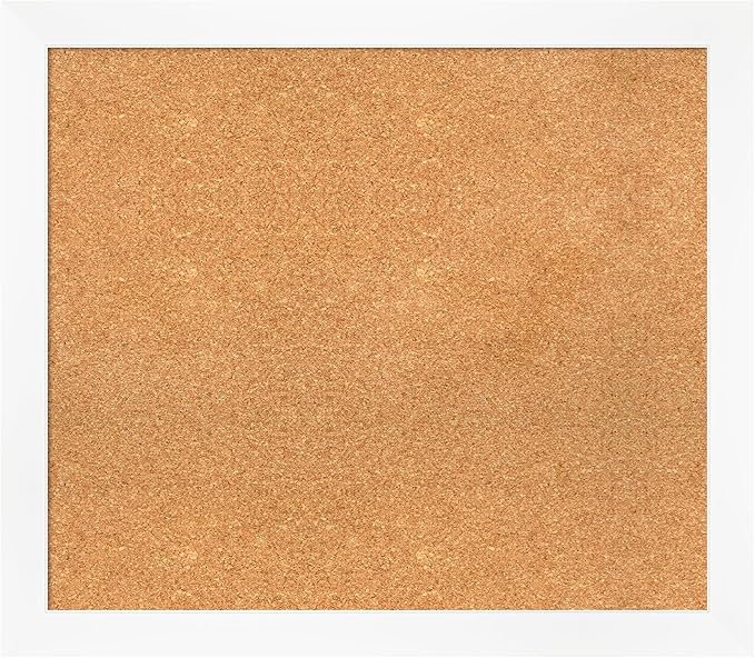 Amanti Art Natural Cork Board for Wall, 27x31 Vision Board with White Frame, Large Corkboard Office Decor for Home Organization, Modern Corkboard Pinboard to Display Items for Home Organization in