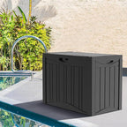 Decksplore 50 Gallon Outdoor Storage Box Waterproof Lockable Resin Deck Box Large, Patio Storage Bin for Pool Accessories Cushion Furniture, Garden Tools, UV-Resistant Outside Delivery Black