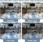 Office Chair Mat for Hardwood Tile Floor, Abstract 48"X 60" Desk Mats for Office Chair on Rolling Chairs Carpet, Desk Anti-Slip 1/5" Thick Rug for Computer Chair, Thin Low-Pile Floor Mat, Blue Cream