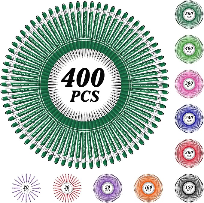 Max 500 Pcs Personalized Pens Bulk, Custom Pens with Free Engraving, Customized Stylus Tip Ballpoint Pen with Your Name Massage Text for School Office Business Graduation Anniversaries-400 Packs
