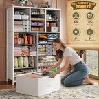 Romorgniz 57“H Dresser for Bedroom with Multiple Drawers,Dressers & Chests of Drawers for Bedroom,Large White Dresser, Sturdy Metal Frame & Wood Top,Entryway, Hallway