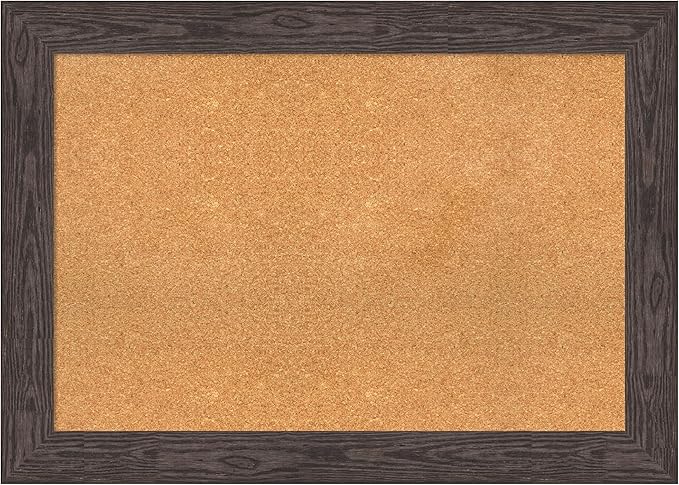 Amanti Art Natural Cork Board for Wall, 30x42 Vision Board with Black Wood Frame, Large Corkboard Office Decor for Home Organization, Rustic Farmhouse Corkboard Pinboard to display items for home