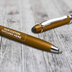 DISCOUNT PROMOS Custom Twist Action Plastic Stylus Pens, Set of 10, Personalized Bulk Pack - Pens for Work, Cool Pens for Writing, Black Ink - Gold