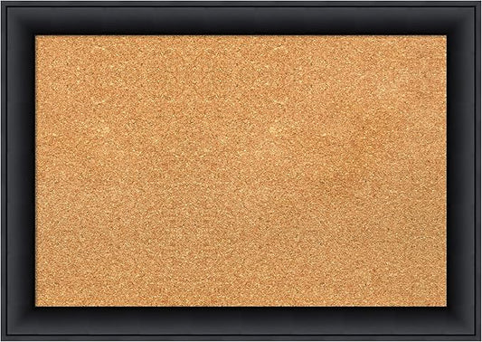 Amanti Art Natural Cork Board for Wall, 19x27 Vision Board with Black Wood Frame, Medium Corkboard Office Decor for Home Organization, Modern Contemporary Corkboard Pinboard to display items for home