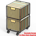 SIMPLE HOUSEWARE Stackable Mesh Hanging File Folder Organizer with Wheels, Black