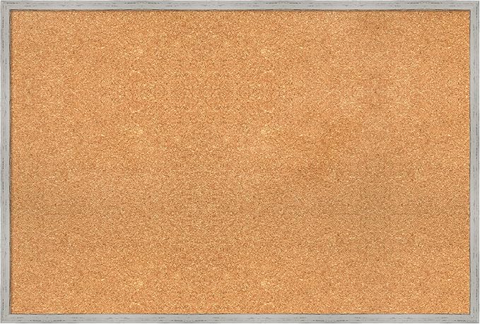 Amanti Art Natural Cork Board for Wall, 25x37 Vision Board with White Frame, Large Corkboard Office Decor for Home Organization, Cottage Corkboard Pinboard to Display Items for Home Organization in