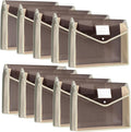 10 Pieces Plastic File Folders Envelope Expanding File Wallet Organizer Documents Folder with Snap Closure and Pocket, A4 Size Waterproof Transparent Pouch(Khaki,Horizontal)