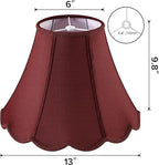 GOSO Scallop Burgundy Lamp Shades Set of 2 Medium Red, Bell Lamp Shade for Table Lamp,Floor Lamps Replac Braids with Petal Edges, 6×13×9.8 Inch Spider Easy Assembly Art Decor Shades for Bedroom