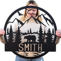 Wilderness Bear Cabin Name Sign | Mountain & Rustic Metal Bear | Personalized Outdoor Sign | Door Decor