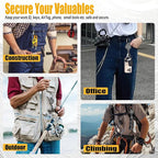 KAHETA 2 Pack Retractable Keychain Heavy Duty Carabiner Badge Holder Clip with Magnetic,Tactical Id Badge Reel with 32'' Steel Cord,Key Ring,Lobster Claw Clasp and Phone Tethers