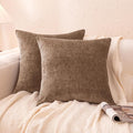 Amazon Basics Chenille Throw Pillow Covers, Home Decor Cushion Cover for Bedroom Living Room Couch Bed, 22" W × 22" L, Brown