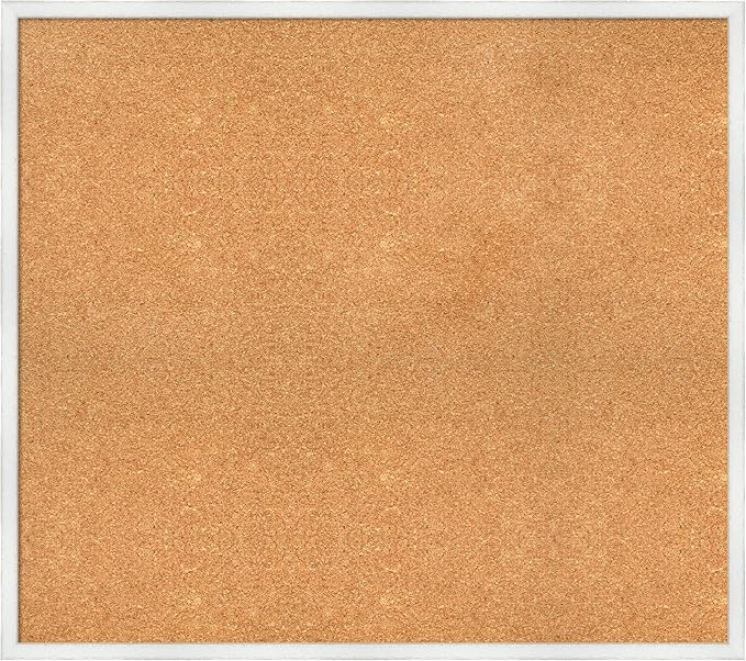 Amanti Art Natural Cork Board for Wall, 31x35 Vision Board with White Frame, Large Corkboard Office Decor for Home Organization, Country Rustic Corkboard Pinboard to Display Items for Home