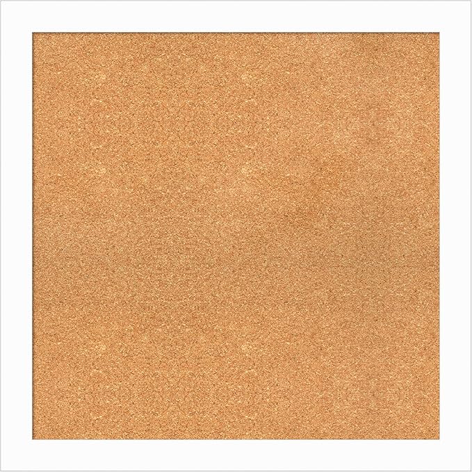 Amanti Art Natural Cork Board for Wall, 29x29 Vision Board with White Frame, Large Corkboard Office Decor for Home Organization, Casual Corkboard Pinboard to Display Items for Home Organization in