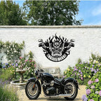 Custom Motorcycle Skull Metal Sign Personalized Biker Name Sign Custom Garage Decor Motorbikes Wall Art Decor Motorcycle Sign Men Room Decor Gifts for Men Husband Rider