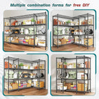 REIBII 78.4" W Storage Shelves 1500LBS, Metal Shelving Unit Wire Shelving for Garage Storage Rack, Adjustable Metal Shelf for Pantry Commercial Kitchen Garage Shelves, 78.4" W x 11.8''D x 59''H