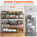 REIBII 85.7" H Storage Shelves 2998LBS Metal Shelving Unit with Wheels & Feet, 5 Tier Garage Shelving Heavy Duty Adjustable Wire Shelf for Pantry Kitchen Garage, 85.7" H X 55.5" W X 24.2" D, 2PCS