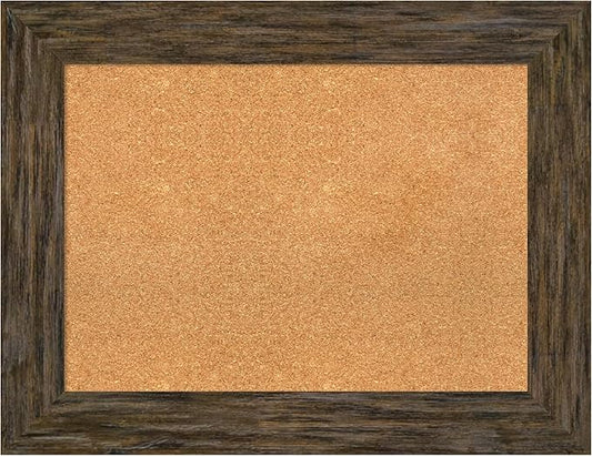 Amanti Art Natural Cork Board for Wall, 27x35 Vision Board with Brown Wood Frame, Medium Corkboard Office Decor for Home Organization, Rustic Farmhouse Corkboard Pinboard to display items for home