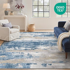 GENIMO No Crease Non Slip 6x9 Area Rugs for Living Room, Craft Woven Modern Abstract Rug, Soft Floor Carpet, Single-Piece Rugs for Bedroom, Dining Room, Office, Blue