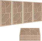 BUBOS 4 Pack Thickened Acoustic Panels, 23.6''x11.8'' Self-Adhesive Sound Absorbing Cavity Acoustic Wall Panels for Theater Studio Room Recording Room Gaming Room Meeting Rooms,VortexCore Brown