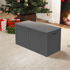 PATIOEASY 100 Gallon Waterproof Large Resin Deck Box，Storage Box for Patio Cushions(Grey)