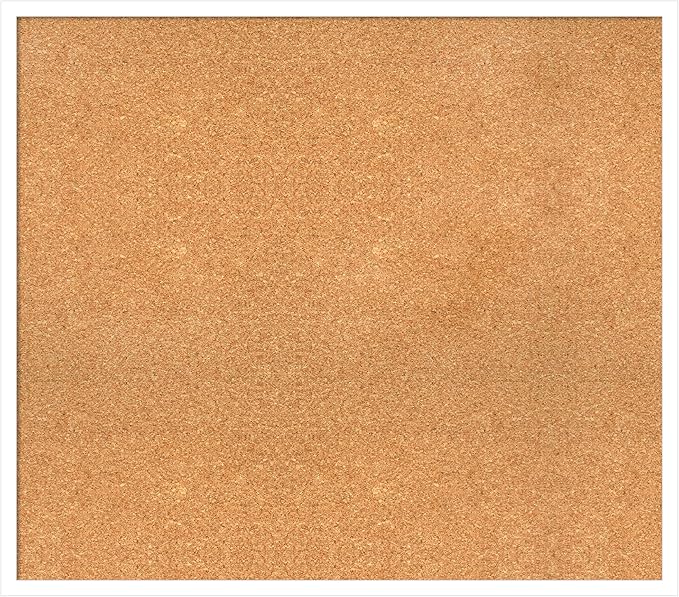 Amanti Art Natural Cork Board for Wall, 29x33 Vision Board with White Frame, Large Corkboard Office Decor for Home Organization, Modern Corkboard Pinboard to Display Items for Home Organization in