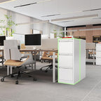 3-Drawer File Cabinet with Lock,Metal Vertical Filing Cabinets for Home Office,Under Desk File Cabinets for Letter/Legal/A4 Size Files,Assembly Required