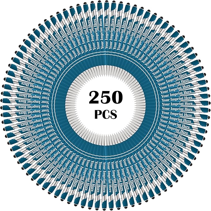 Up to 500 Pcs Custom Pens Bulk | Rainbow of Colors | Soft-Touch Metal Black Ink Personalized with Name or Message (Light Blue, 250 pcs)