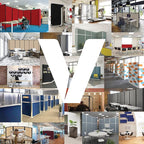 Versare Workstation Partition | Portable Wall Divider | Modern Office Cubicle | Free Standing Privacy Screen | Flexible Work Space | 33" x 70" Red Fabric Panels