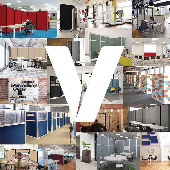 Versare Workstation Partition | Portable Wall Divider | Modern Office Cubicle | Free Standing Privacy Screen | Flexible Work Space | 66" x 70" Navy Blue Fabric Panels