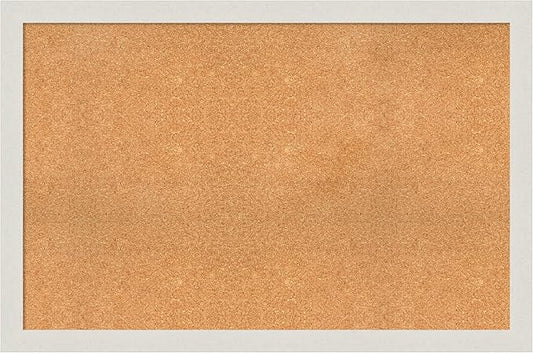 Amanti Art Natural Cork Board for Wall, 31x47 Vision Board with White Frame, Oversize Corkboard Office Decor for Home Organization, Country Rustic Corkboard Pinboard to Display Items for Home