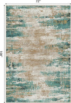GENIMO Washable Rug-6x9 Area Rugs Lightweight Foldable, Modern Pet Friendly Low Pile Carpet for Living Room, Bedroom, Playroom, Emerald Ripples