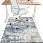 Office Chair Mat for Hardwood Tile Floor, Abstract 48"X 60" Desk Mats for Office Chair on Rolling Chairs Carpet, Desk Anti-Slip 1/5" Thick Rug for Computer Chair, Thin Low-Pile Floor Mat, Navy Beige