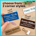 ExcelMark Custom Name Tag - Engraved Name Badge with Pin or Magnetic Backing, 16 Colors, 6 Fonts, and 2 Sizes to Choose from (Walnut w/White Letters, 1.5"x 3")