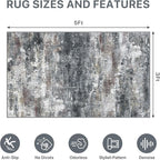Office Chair Mat for Hardwood Tile Floor, Abstract 36"X 60" Desk Mats for Office Chair on Rolling Chairs Carpet, Desk Anti-Slip 1/5" Thick Rug for Computer Chair, Thin Low-Pile Floor Mat, Dark Gray