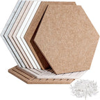 15'' Large Hexagon Cork-Bulletin Board Tiles Adhesive Frameless 10 Pack 15 x 13 inch Hex Pin Corkboard Prayer Vision Cork Board for Office-Wall Decor, Hexagonal Tack Pinboard with 30 Push Pins