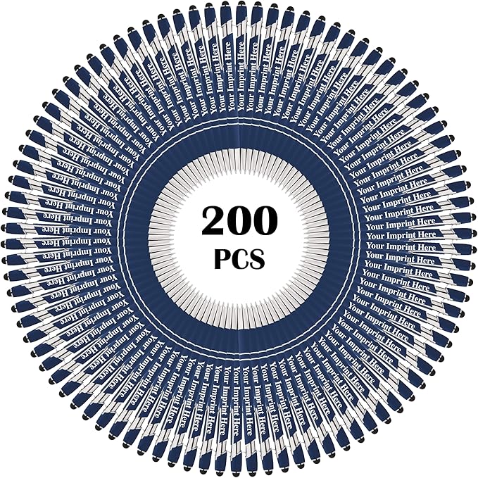 Up to 500 Pcs Custom Pens Bulk | Rainbow of Colors | Soft-Touch Metal Black Ink Personalized with Name or Message (Dark Blue, 200)