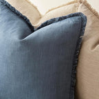 Foindtower Set of 2 Decorative Linen Fringe Lumbar Throw Pillow Covers Farmhouse Cushion Cover with Tassels Accent Pillowcase for Couch Sofa Bed Living Room Home Decor,12×24 Inch,Dark Blue