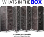 8 Panel Folding Privacy Screen 12ft Wide, 6ft Tall Partition Room Divider Portable Office Walls Dividers, Black