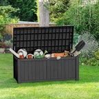 Yardgrace Extra-Large 150 Gallon Outdoor Chest Storage Waterproof - Outside Storage Box & Bench, Resin Deck Chest for Patio/Pool, Lockable UV-Resistant, Onyx Black