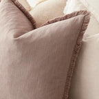 Foindtower Set of 2 Decorative Linen Fringe Throw Pillow Covers Boho Farmhouse Cushion Cover with Tassels Soft Accent Pillowcase for Couch Sofa Bed Living Room Home Decor,20×20 Inch,Dusty Pink