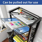Simple Trending 12 Tier Rolling File Cart,Desk File Organizer with Sliding Trays and Wetal Mesh Paper Letter Storage Multi Functional Rolling Clutter Cart for Office, Home, School, Black