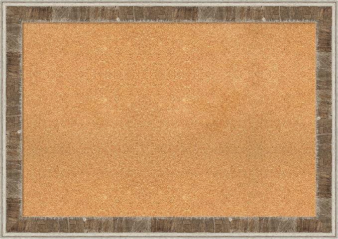 Amanti Art Natural Cork Board for Wall, 29x41 Vision Board with Brown Wood Frame, Large Corkboard Office Decor for Home Organization, Rustic Farmhouse Corkboard Pinboard to display items for home