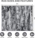 Office Chair Mat for Hardwood Tile Floor, Abstract 48"X 60" Desk Mats for Office Chair on Rolling Chairs Carpet, Desk Anti-Slip 1/5" Thick Rug for Computer Chair, Thin Low-Pile Floor Mat, Dark