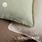 Foindtower Set of 2 Decorative Linen Fringe Lumbar Throw Pillow Covers Farmhouse Cushion Cover with Tassels Soft Accent Pillowcase for Couch Sofa Bed Living Room Home Decor,12×20 Inch,Light Sage Green