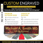 Engraved Name Plates for Door Sign Personalized Rustico Granite Pattern Plastic Plaque with Gold Letters - Made in USA 2x8 S7